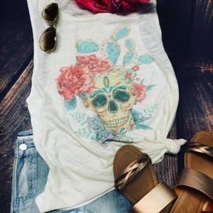 Cactus Skull Tank - Oatmeal
